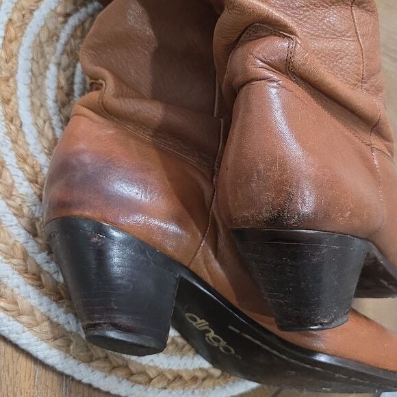 Dingo Tan Brown Leather Ruched Pleated Boho Boots, Size8.5 - Picture 9 of 11